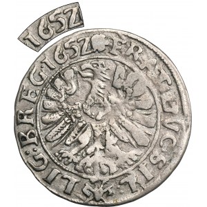 Silesia, Duchy of Liegnitz-Brieg-Wohlau, Georg III, Ludwig IV, Christian, 3 Kreuzer Brieg 1652 - RARE