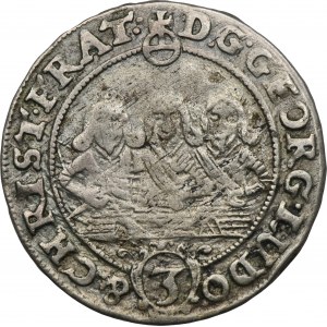 Silesia, Duchy of Liegnitz-Brieg-Wohlau, Georg III, Ludwig IV, Christian, 3 Kreuzer Brieg 1656 - VERY RARE