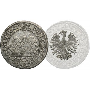 Śląsk, Księstwo Legnicko-Brzesko-Wołowskie, Jerzy III Brzeski, Ludwik IV Legnicki i Chrystian Wołowski, 3 Krajcary Brzeg 1657 - NIENOTOANY