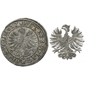 Silesia, Duchy of Liegnitz-Brieg-Wohlau, Georg III, Ludwig IV, Christian, 3 Kreuzer Brieg 1657 - UNLISTED