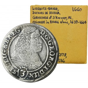 Silesia, Duchy of Liegnitz-Brieg-Wohlau, Georg III, 3 Kreuzer Brieg 1660 EW - UNLISTED