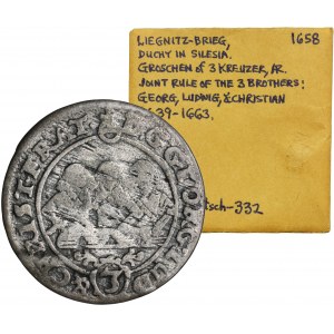 Silesia, Duchy of Liegnitz-Brieg-Wohlau, Georg III, Ludwig IV, Christian, 3 Kreuzer Brieg 1658 EW