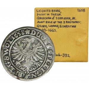 Silesia, Duchy of Liegnitz-Brieg-Wohlau, Georg III, Ludwig IV, Christian, 3 Kreuzer Brieg 1658 EW