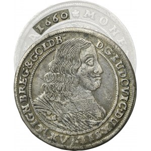 Śląsk, Księstwo Legnicko-Brzesko-Wołowskie, Ludwik IV Legnicki, 15 Krajcarów Brzeg 1660 EW - RZADKIE