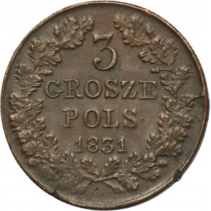 November Uprising, 3 Groschen Warsaw 1831 KG