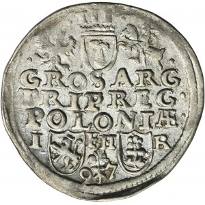 Zygmunt III Waza, Trojak Poznań 1597 - data rozdzielona kwiatkiem