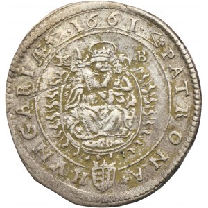 Hungary, Leopold I, 15 Kreuzer Kremnitz 1661 KB