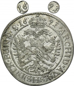 Silesia, Habsburg rule, Leopold I, 6 Kreuzer Breslau 1691 SHS - UNLISTED