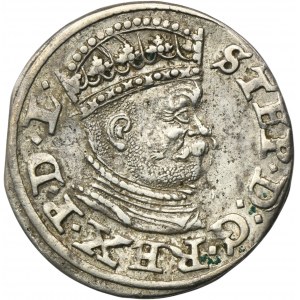 Stefan Batory, Trojak Ryga 1586 - mała głowa, dwa romby