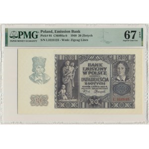 20 złotych 1940 - L - PMG 67 EPQ