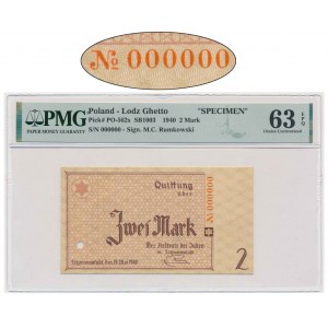 2 Mark 1940 - SPECIMEN 000000 - PMG 63 EPQ - EXTREMELY RARE