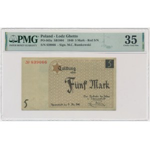 5 Mark 1940 - red numerator- PMG 35