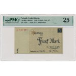 5 Mark 1940 - No.3 - PMG 25 - RAREST LITZMANNSTADT BANKNOTE