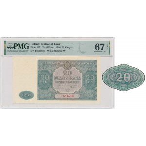 20 złotych 1946 - D - PMG 67 EPQ - niebieski gilosz
