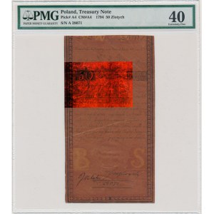 50 zloty 1794 - A - PMG 40 - WATERMARK WR - ONLY 2 KNOWN
