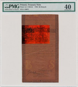 50 zloty 1794 - A - PMG 40 - WATERMARK WR - ONLY 2 KNOWN