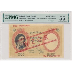 20 złotych 1924 - WZÓR - II EM.A - PMG 55