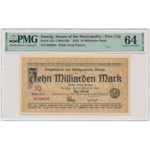 Danzig, 10 milliarden Mark 1923 - watermark scales - PMG 64