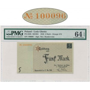 5 marek 1940 - numerator pomarańczowy - PMG 64 EPQ - papier kartonowy