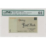 5 marek 1940 - numerator pomarańczowy - PMG 64 EPQ - papier kartonowy