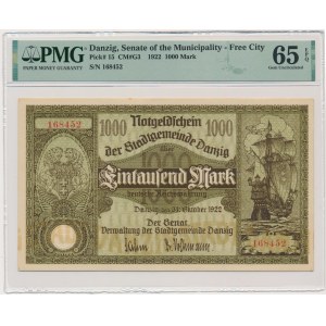 Danzig, 1.000 Mark 1922 - PMG 65 EPQ