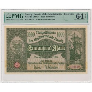 Danzig, 1.000 Mark 1923 - PMG 64 EPQ