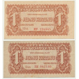 Czechoslovakia, 1 Koruna 1944 (2 pcs.)