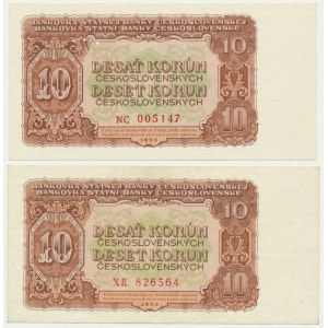 Czechosłowacja, 10 koron 1953 - WZÓR i OBIEGOWY (2 szt.)