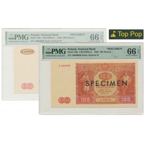 100 złotych 1946 - SPECIMEN - A 0000000 - PMG 66 EPQ - BARDZO RZADKI