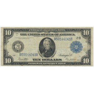 USA, Blue Seal, New York, 10 Dollars 1914 - 2B - White & Mellon -