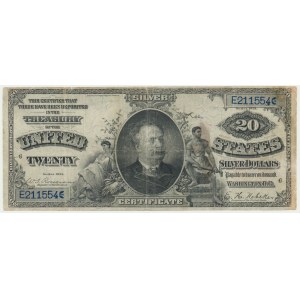 USA, Silver Certificate, 20 dolarów 1891 - Rosecrans & Nebeker - RZADKIE