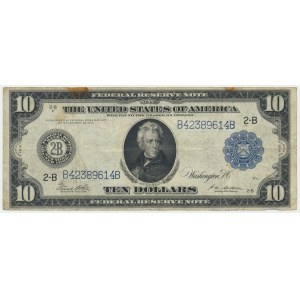 USA, Blue Seal, New York, 10 Dollars 1914 - 2B - White & Mellon -