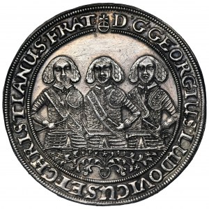 Śląsk, Księstwo Legnicko-Brzesko-Wołowskie, Jerzy III Brzeski, Ludwik IV Legnicki i Krystian Wołowski, PÓŁTALAR Brzeg 1658 - DUŻA RZADKOŚĆ