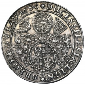 Silesia, Duchy of Liegnitz-Brieg-Wohlau, Georg III, Ludwig IV, Christian, 1/2 Thaler Brieg 1658 - VERY RARE
