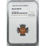 1 penny 1938 - NGC MS66 RD PROOF LIKE - HOW MIRROR - RARE