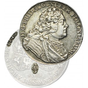 Auguste III Sas, 2/3 Thaler (florin) Dresde 1747 FWôF - TRÈS RARE
