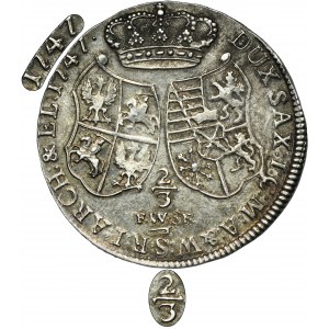 August III Sas, 2/3 Talara (gulden) Drezno 1747 FWôF - BARDZO RZADKI
