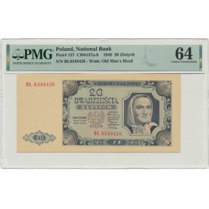 20 gold 1948 - BL - PMG 64 - ILLUSTRATED