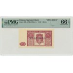 1 złoty 1946 - SPECIMEN - PMG 66 EPQ - czarny nadruk