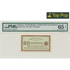 Russia, North Russia, 20 Kopecks (1919) - PMG 65 EPQ