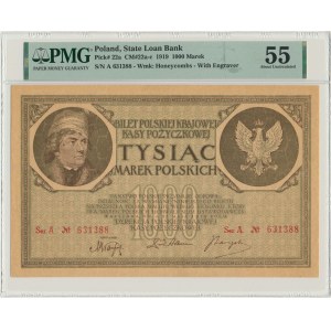 1.000 marek 1919 - 2x Ser.A - PMG 55
