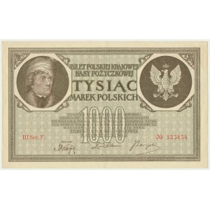 1.000 marek 1919 - III Ser. F - ładny i świeży
