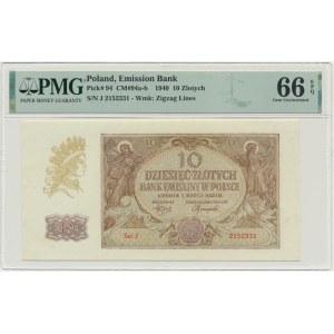 10 złotych 1940 - J - PMG 66 EPQ