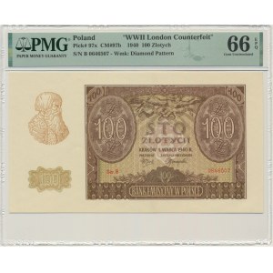 100 złotych 1940 - ZWZ - B - PMG 66 EPQ