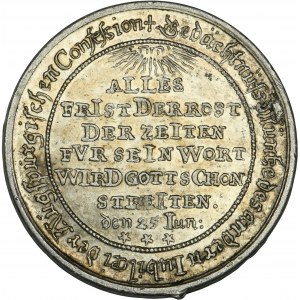 August II Mocny, Medal gdański wybity z okazji 200-lecia ogłoszenia Wyznania Augsburskiego 1730