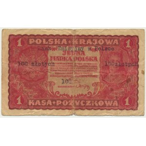 1 mark 1919 - 1st Series AA - interesting imprint  EMISSION BANK IN POLAND.