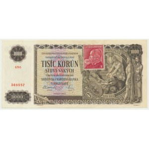 Czechoslovakia, 1.000 Korun (1945) on 1.000 Slovak Korun 1940 - SPECIMEN -