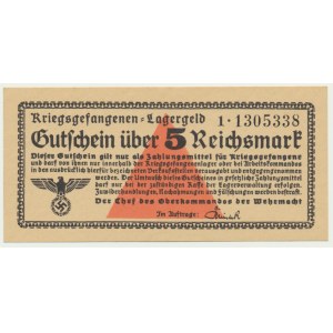 Germany, Kriegsgefangen Lagergeld - Oberkommando der Wehrmacht - 5 Mark (1939-45)