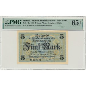 Memel, 5 Mark 1922 - PMG 65 EPQ