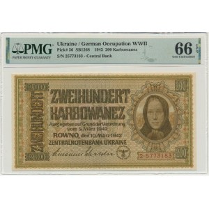 Ukraine, 200 Karbovanez 1942 - PMG 66 EPQ